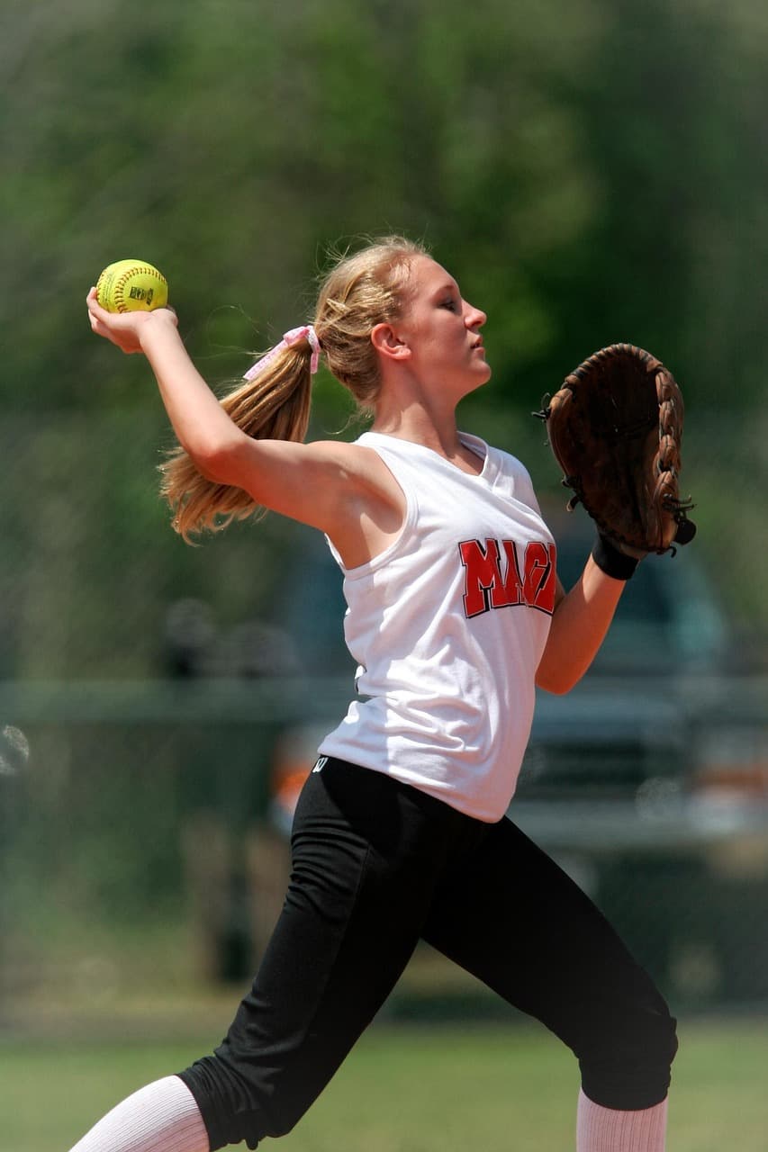 Softball pitcher in action